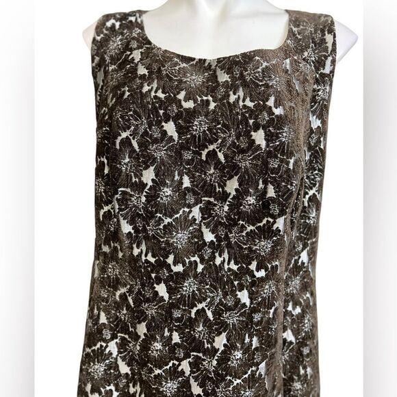 Modcloth dress plus size 3x damask floral print shift brown sleeveless - Picture 3 of 8